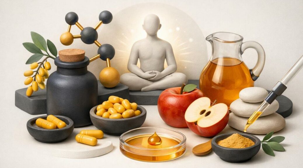 Editorial illustration for: Natural Power: Berberine & Apple Cider Vinegar for Better Health