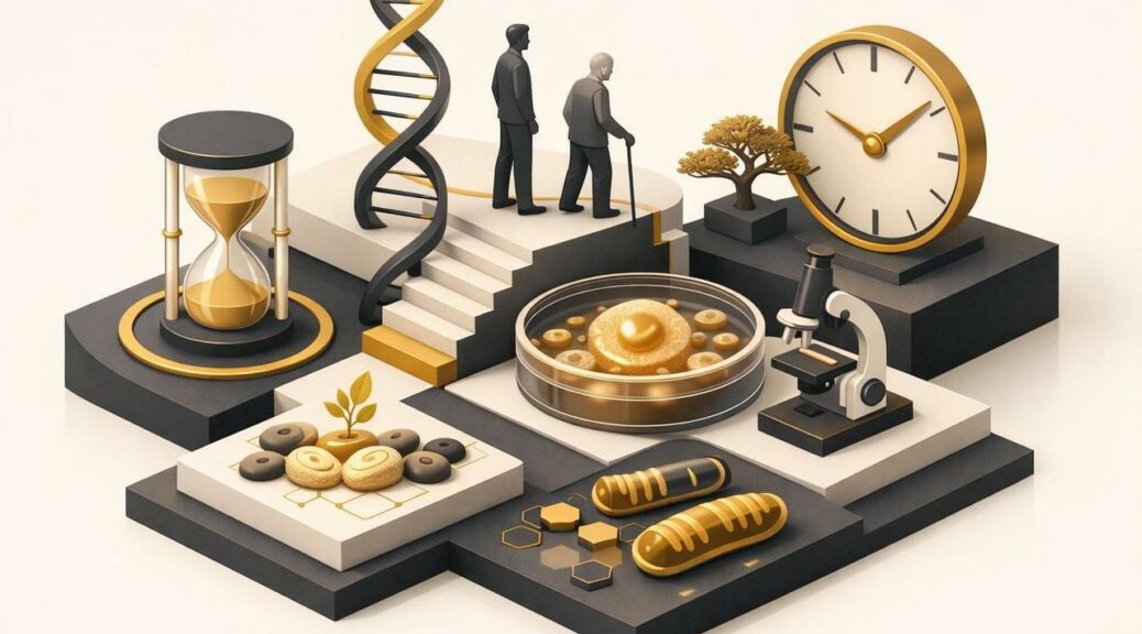Editorial illustration for: Unlocking the Secrets of Longevity: Exploring Genes that Promote a Longer Life